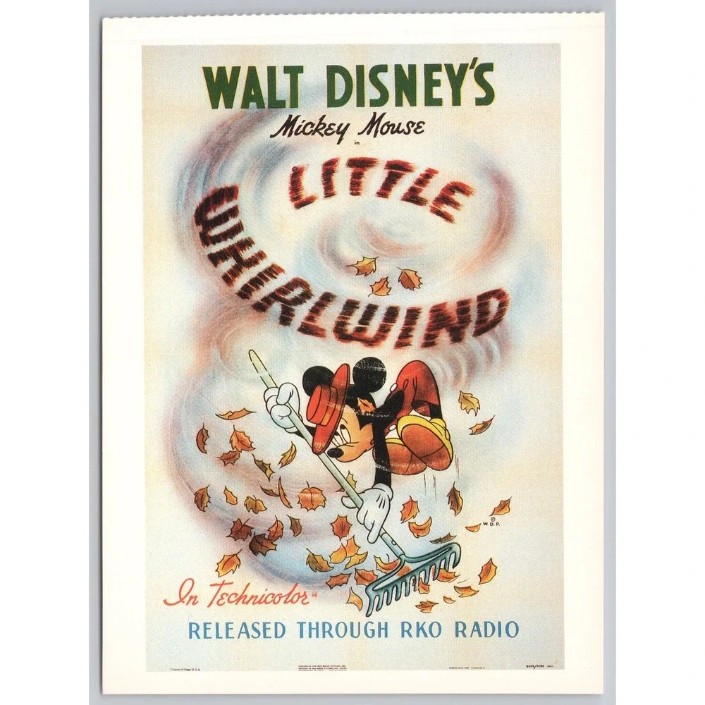 Vintage Walt Disney Mickey Mouse Little Whirlwind 1941 Postcard 1991 Print